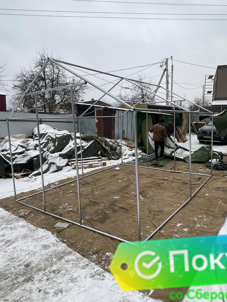 Палатка Каркасная утепленная зеленого цвета 3х4